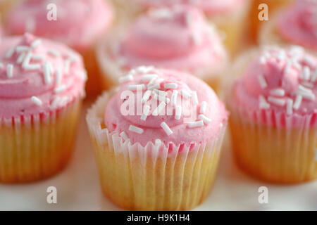 Delicato sapore dolce mini tortine di fragole con molto leggera profondità di campo a. Messa a fuoco selettiva sul medio tortina. Foto Stock