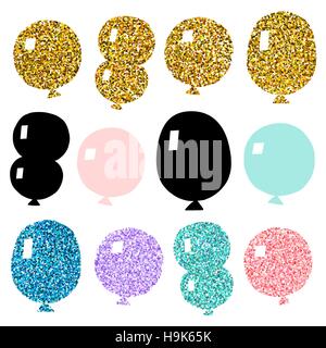 Vettore. Set di palloncini isolati su sfondo bianco. Illustrazione Vettoriale