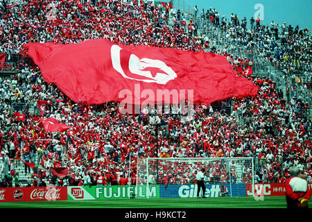 TUNISIA TIFOSI INGHILTERRA V la Tunisia il 10 giugno 1998 Foto Stock