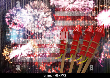 Immagine composita di 3D di razzi per i fuochi d'artificio Foto Stock