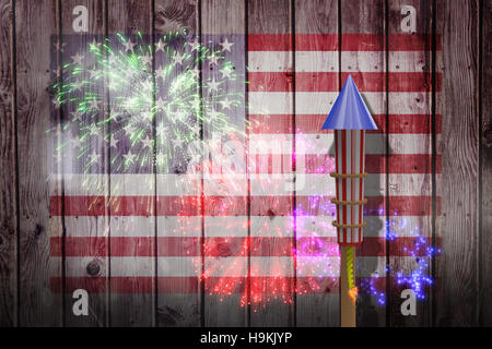 Immagine composita di 3D razzo per fuochi d'artificio Foto Stock