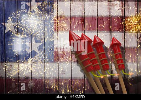 Immagine composita di 3D di razzi per i fuochi d'artificio Foto Stock