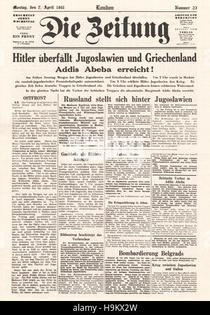 1941 Die Zeitung pagina anteriore (Germania) Foto Stock