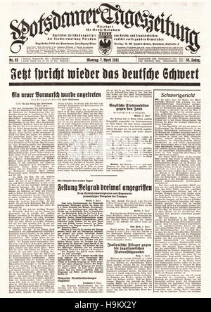 1941 Potsdamer Zeitung pagina anteriore (Germania) Foto Stock