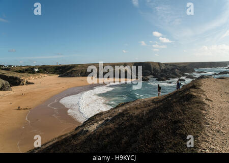 Camminando sul naturale cappotti di Belle-Ile-en-Mer Foto Stock