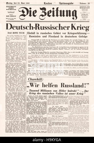 1941 Die Zeitung pagina anteriore la Germania nazista invade l Unione Sovietica Foto Stock