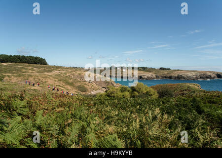 Camminando sul naturale cappotti di Belle-Ile-en-Mer Foto Stock