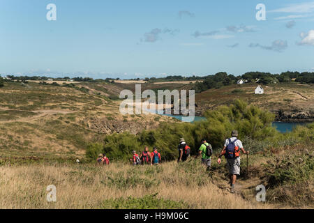 Camminando sul naturale cappotti di Belle-Ile-en-Mer Foto Stock