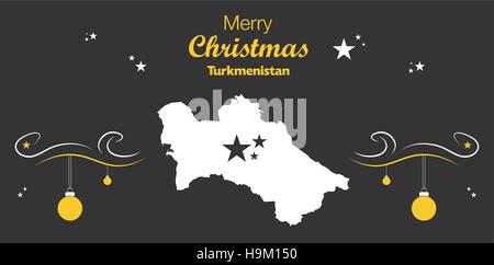 Buon Natale illustrazione con tema Mappa di Turkmenistan Illustrazione Vettoriale