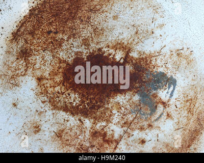 Macchia di ruggine sulla piastra di metallo Foto Stock