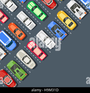 Vista dall'alto di una città parcheggio con una serie di vetture diverse Foto Stock