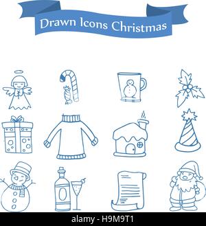 Elemento diverso Natale icone set arte vettoriale Illustrazione Vettoriale