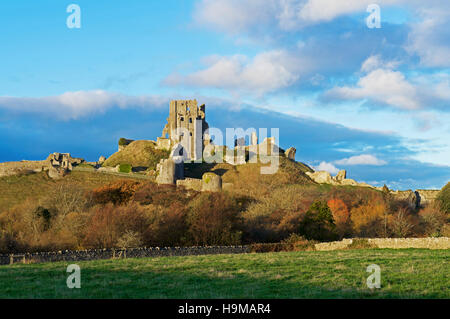Corfe Castle, Isle of Purbeck, Dorset, England Regno Unito Foto Stock