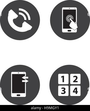 Icone Telefono Call center simbolo di supporto Illustrazione Vettoriale