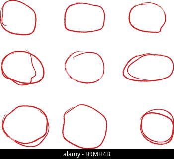 Impostare disegnati a mano ovali Illustrazione Vettoriale