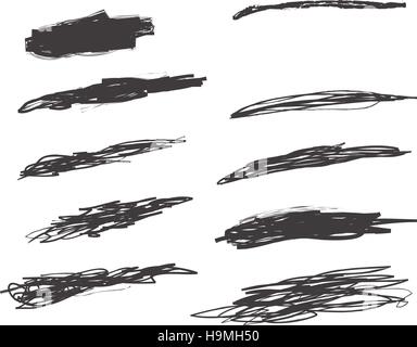 Set di disegnato a mano pennello Grunge Illustrazione Vettoriale