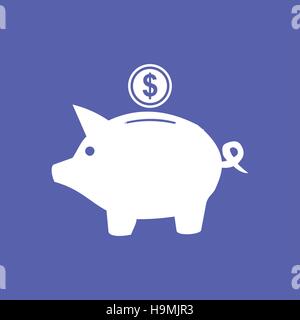 Vector salvadanaio icona blu Illustrazione Vettoriale