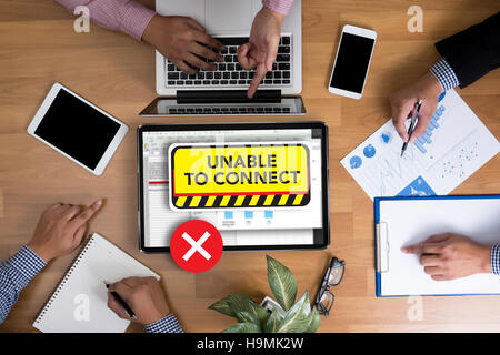 Collegare non disponibile Impossibile collegare la notifica Foto Stock