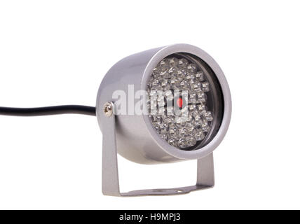 Illuminatori ad infrarossi illuminazione notturna per i sistemi di sicurezza e videosorveglianza isolati su sfondo bianco Foto Stock