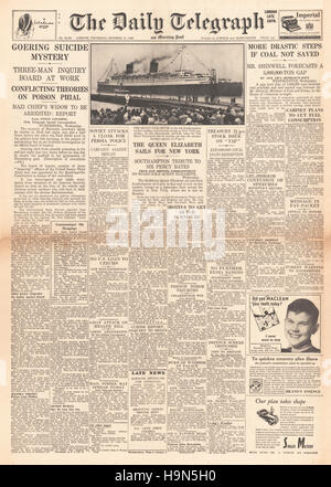 1946 Daily Telegraph front page Herman Goering suicida Foto Stock