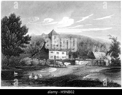 Una incisione di nuovo Radnor, Radnorshire scansionati ad alta risoluzione da un libro stampato in 1812. Ritiene copyright free. Foto Stock