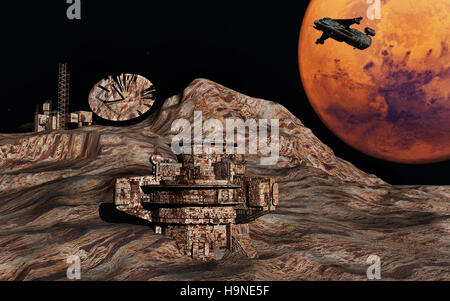 Sulla base di una delle lune di Marte. Foto Stock
