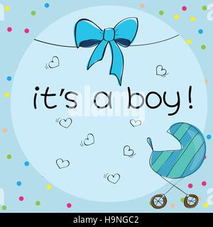 Baby card - il suo ragazzo tema - con baby carrello Illustrazione Vettoriale