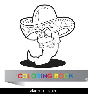 Libro da colorare con peperoncino Messicano - illustrazione vettoriale Illustrazione Vettoriale