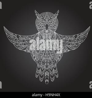 Ornamentali disegnati a mano il gufo - Illustrazione Vettoriale - doodle style Illustrazione Vettoriale