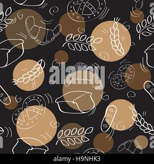 Modello senza soluzione di continuità con i prodotti di pasticceria - illustrazione vettoriale Illustrazione Vettoriale