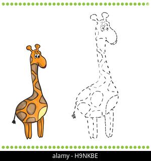 Collegare i puntini e la colorazione di pagina - giraffe Illustrazione Vettoriale