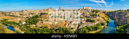 Panorama di Toledo, un sito patrimonio mondiale dell'UNESCO in Spagna Foto Stock