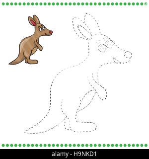 Collegare i puntini e la colorazione di pagina - kangaroo Illustrazione Vettoriale