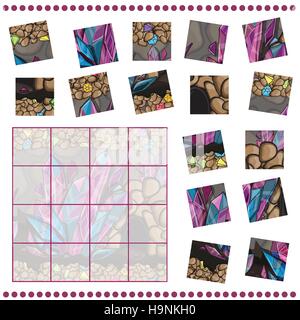 Puzzle gioco per bambini con undegroud mondo Illustrazione Vettoriale