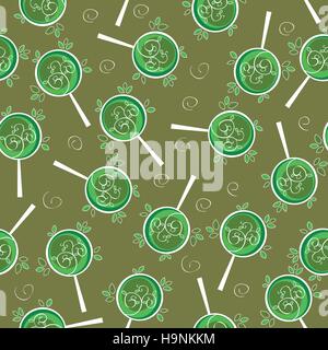 Modello senza giunture carino albero verde in vettore Illustrazione Vettoriale