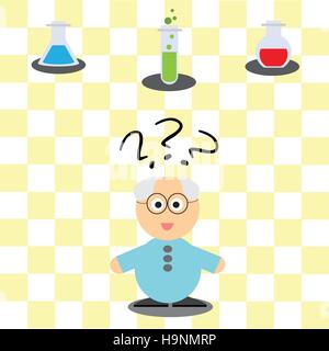 Gioco per bambini - scienziato aiuta a scegliere il pallone da destra Illustrazione Vettoriale