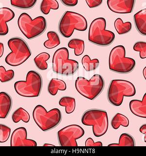 Modello senza cuciture con cuori stilizzati Illustrazione Vettoriale