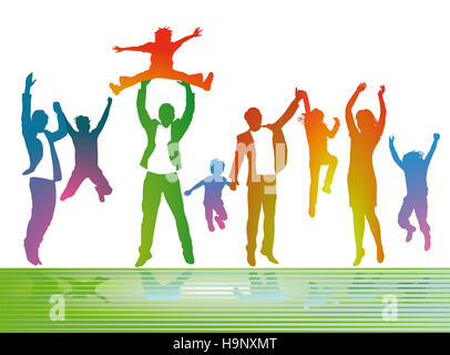 I genitori con bambini sono felice Foto Stock