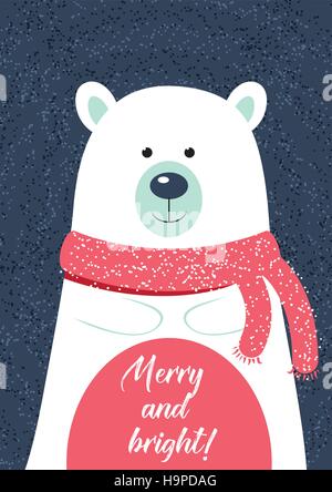 Scheda di natale template. illustrazione con orso polare. Nuovo anno la raccolta. Saluto la stagionale per Scrapbooking e inviti. Illustrazione Vettoriale