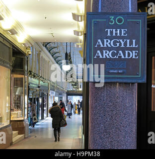 Ingresso al Argyll Arcade,Glasgow, Scotland, Regno Unito Foto Stock