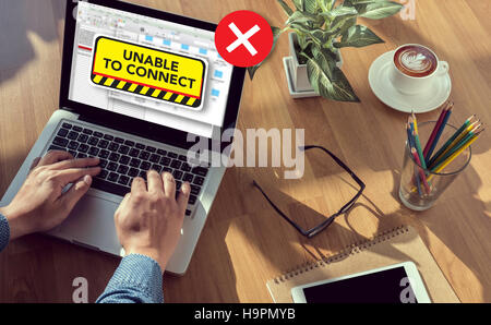 Collegare non disponibile Impossibile collegare la notifica Foto Stock