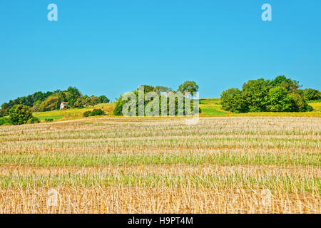 Campo in un villaggio svizzero, Yverdon les Bains in Jura Nord Vaudois quartiere di Canton Vaud, Svizzera. Foto Stock