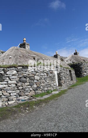 Blackhouse village garenin isola di Lewis in Scozia maggio 2014 Foto Stock