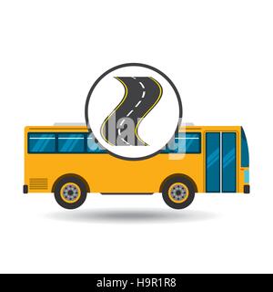 Curva di bus su strada trasporto pubblico illustrazione vettoriale EPS 10 Illustrazione Vettoriale