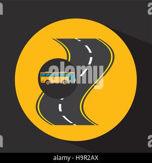 Curva di bus su strada trasporto pubblico illustrazione vettoriale EPS 10 Illustrazione Vettoriale