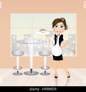La ragazza che serve cafÃ¨ Foto Stock