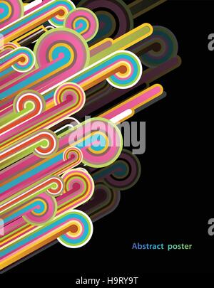 Abstract sfondo con linee colorate - versione oscura. Illustrazione Vettoriale