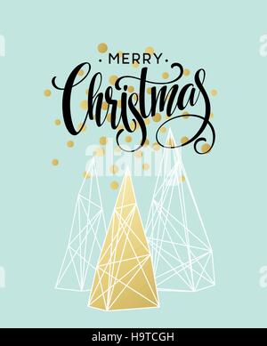 Auguri di Natale carta con handdrawn lettering. Golden, i colori nero e bianco. Design di tendenza elemento per le decorazioni di Natale e poster. Illustrazione Vettoriale Illustrazione Vettoriale