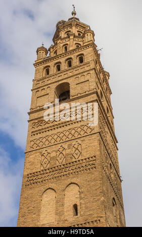 La torre della cattedrale di Huerta a Tarazona, Spagna Foto Stock