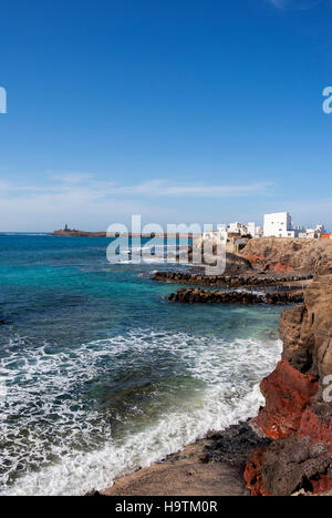 El Puerto de la Cruz, dietro la Punta de Faro Jandia, Penisola Jandia, Fuerteventura, Isole Canarie, Spagna Foto Stock